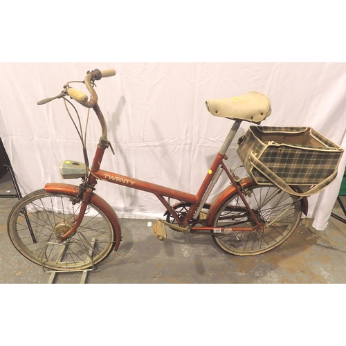 1007 - Ladies one speed 17 inch frame Raleigh Twenty bicycle, S Hopper style. Not available for in-house P&... 