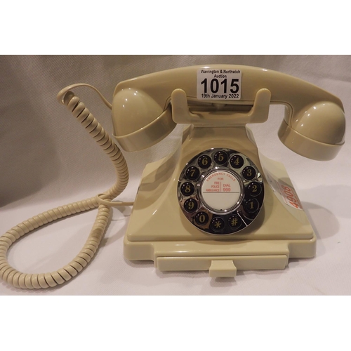 1015 - Ivory, GPO Carrington, push button telephone in 1920s styling with pull-out pad tray; compatible wit... 