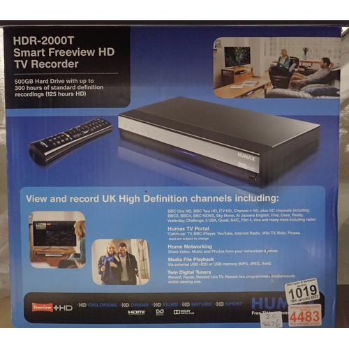 1019 - Humix HDR-2000T smart freeview TV recorder. Not available for in-house P&P, contact Paul O'Hea at Ma... 