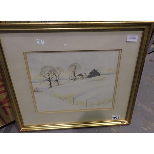 1031 - Three mixed watercolours depicting rural scenes. Not available for in-house P&P, contact Paul O'Hea ... 