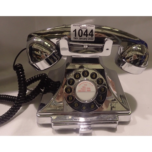 1044 - Silver, GPO Carrington, push button telephone in 1920s styling with pull-out pad tray compatible wit... 