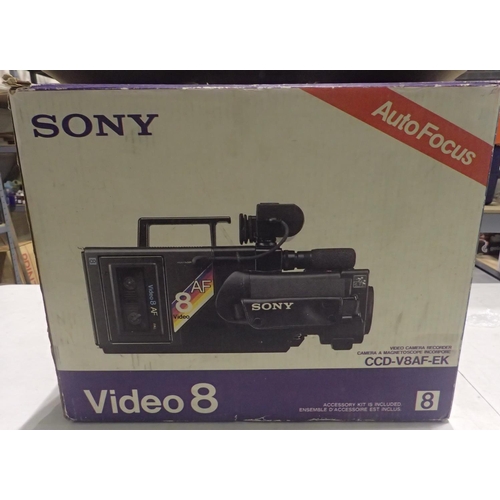 1046 - Boxed Sony Video 8 camera with accessories. Not available for in-house P&P, contact Paul O'Hea at Ma... 