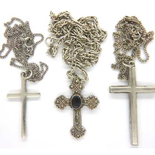 12 - Three 925 silver cross pendant necklaces, combined 24g. P&P Group 1 (£14+VAT for the first lot and £... 