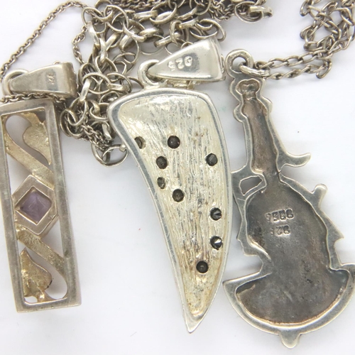 20 - Three 925 silver pendant necklaces, combined 17g. P&P Group 1 (£14+VAT for the first lot and £1+VAT ... 