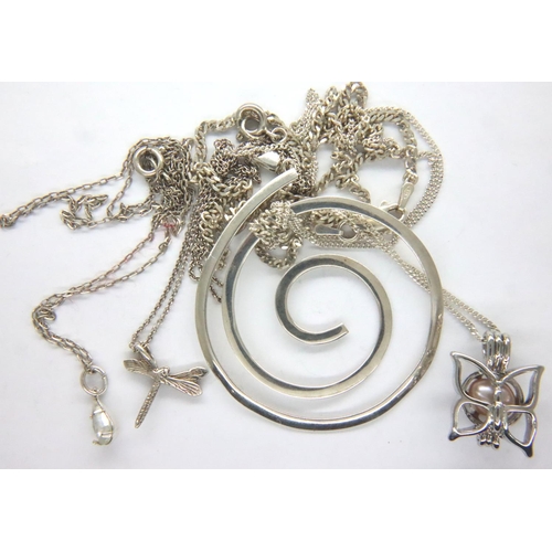 22 - Three 925 silver pendant necklaces, combined 17g. P&P Group 1 (£14+VAT for the first lot and £1+VAT ... 