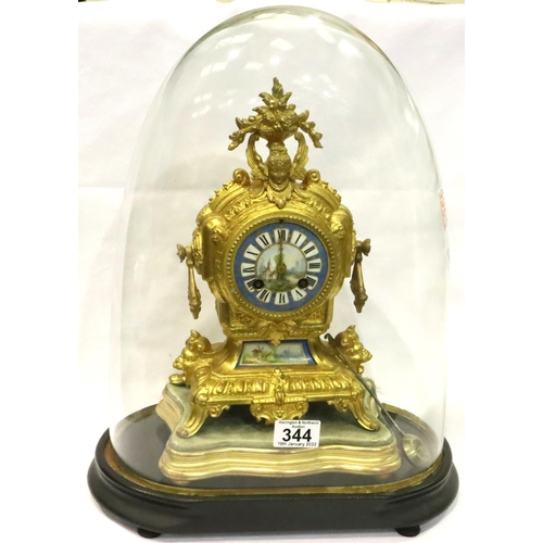 19th century French ornate clock with glass dome, dome H 44... Barnebys