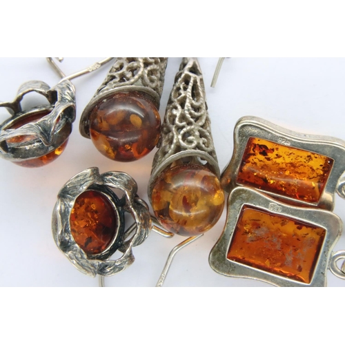 35 - Baltic amber and silver earrings (3). P&P Group 1 (£14+VAT for the first lot and £1+VAT for subseque... 