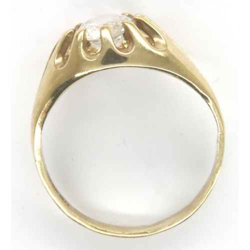 41 - 9ct gold stone set ring with pinched shank, size N/O, 2.3g. P&P Group 1 (£14+VAT for the first lot a... 