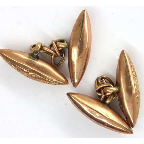 44 - Pair of Victorian lozenge shape cufflinks, combined 1.8g. P&P Group 1 (£14+VAT for the first lot and... 