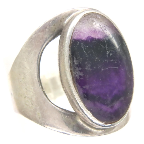 5 - 925 silver Blue John stone set ring, size O. P&P Group 1 (£14+VAT for the first lot and £1+VAT for s... 