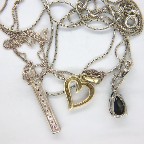 53 - Three 925 silver pendant necklaces, combined 14g. P&P Group 1 (£14+VAT for the first lot and £1+VAT ... 