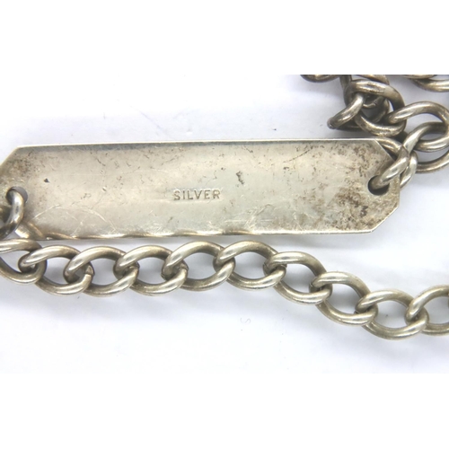 57 - White metal ID bracelet with inscription, L: 18 cm, 7g. P&P Group 1 (£14+VAT for the first lot and £... 