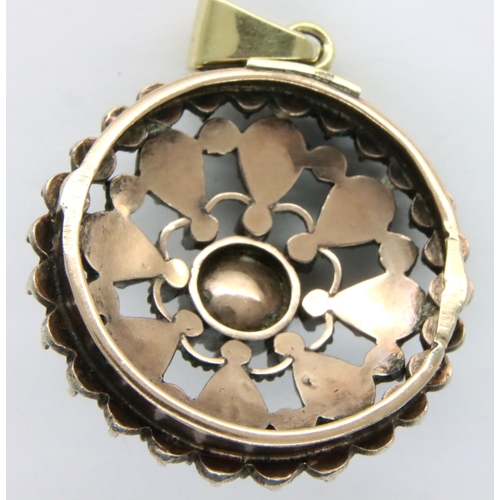 6 - 19th century white gold and rose cut diamond pendant, D: 30 mm, L: 38 mm, 10.3g. P&P Group 1 (£14+VA... 