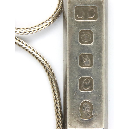 9 - Hallmarked silver ingot necklace, ingot L: 40 mm, combined 37g. P&P Group 1 (£14+VAT for the first l... 
