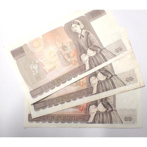 3007E - Three Somerset ten pound notes in used condition. P&P Group 1 (£14+VAT for the first lot and £1+VAT ... 