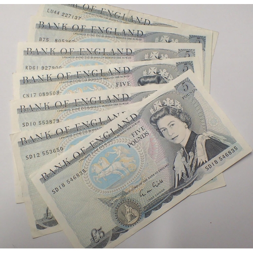 3007I - Seven Somerset, Gill and Page five pound notes in used condition. P&P Group 1 (£14+VAT for the first... 