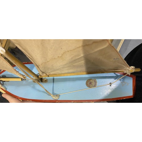 2235 - Vintage Star Yacht, made in England, SY3. Overall fair condition, sails poor, H: 49 cm. Not availabl... 