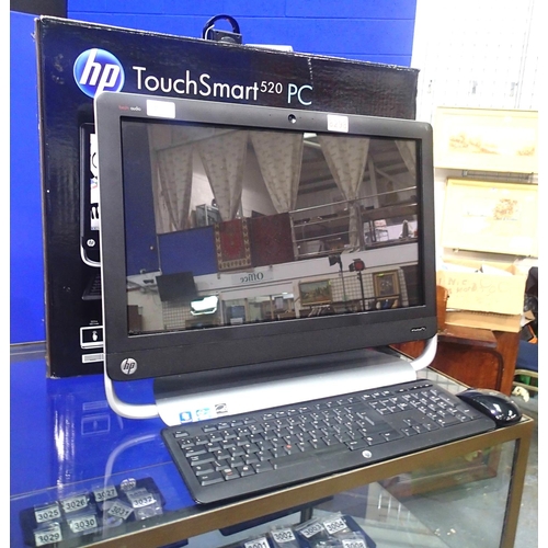 2040 - HP Touchsmart 520 all in one PC, boxed with wireless keyboard and mouse, lacking power supply. P&P G... 