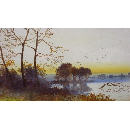 3027 - Frederick Hase Hayden (19th century): pair of watercolours, Sunset Ireland, each 18 x 38 cm. Not ava... 