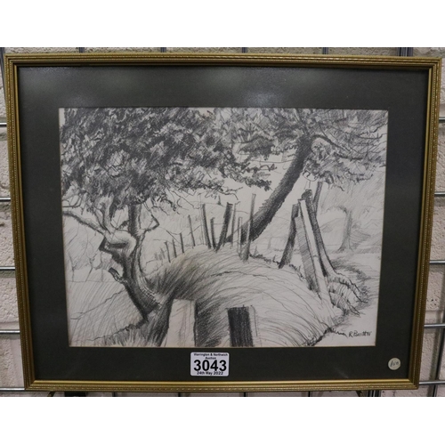 3043 - Roy Porritt (contemporary): five charcoal sketches, with further information on the artists exhibite... 
