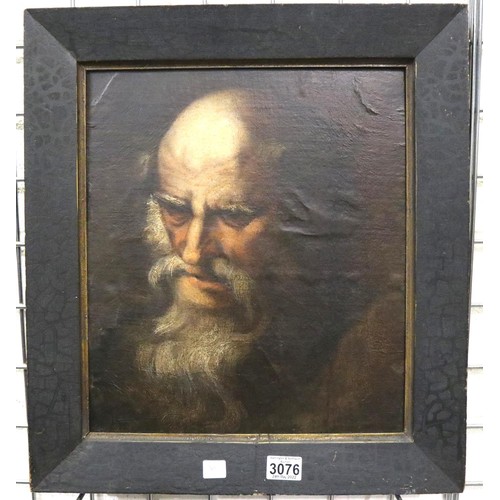 3076 - Early oil on canvas, relined and restretched of an elderly gentleman, 40 x 45 cm. Not available for ... 