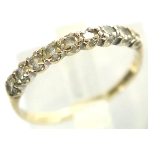 36 - 9ct gold half eternity ring set with white stones, size M, 1.1g. P&P Group 1 (£14+VAT for the first ... 