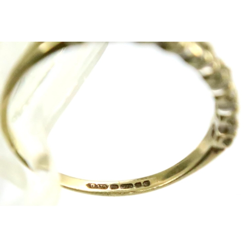 36 - 9ct gold half eternity ring set with white stones, size M, 1.1g. P&P Group 1 (£14+VAT for the first ... 