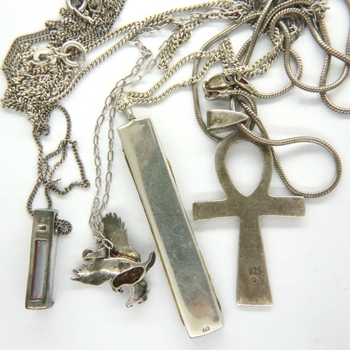 40 - Four 925 silver pendant necklaces, combined 22g. P&P Group 1 (£14+VAT for the first lot and £1+VAT f... 