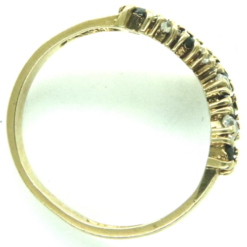 48 - 9ct gold sapphire and white stone set wishbone ring, size P, 1.6g. P&P Group 1 (£14+VAT for the firs... 