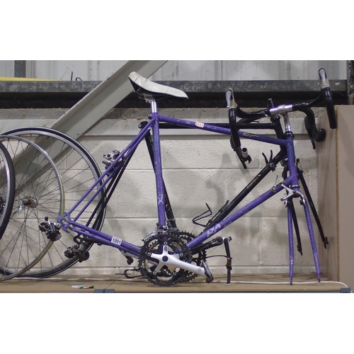 1001 - Two Raleigh 501 steel frames Elan Exage 25 inch and a Record Sprint 24 inch. Not available for in-ho... 