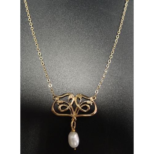24 - ART NOUVEAU STYLE MALCOLM GRAY FOR ORTAK NINE CARAT GOLD NECKLET
the pendant section of entwined and... 