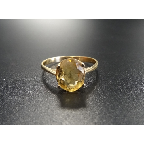 45 - CITRINE SINGLE STONE RING
on unmarked gold shank, ring size M-N