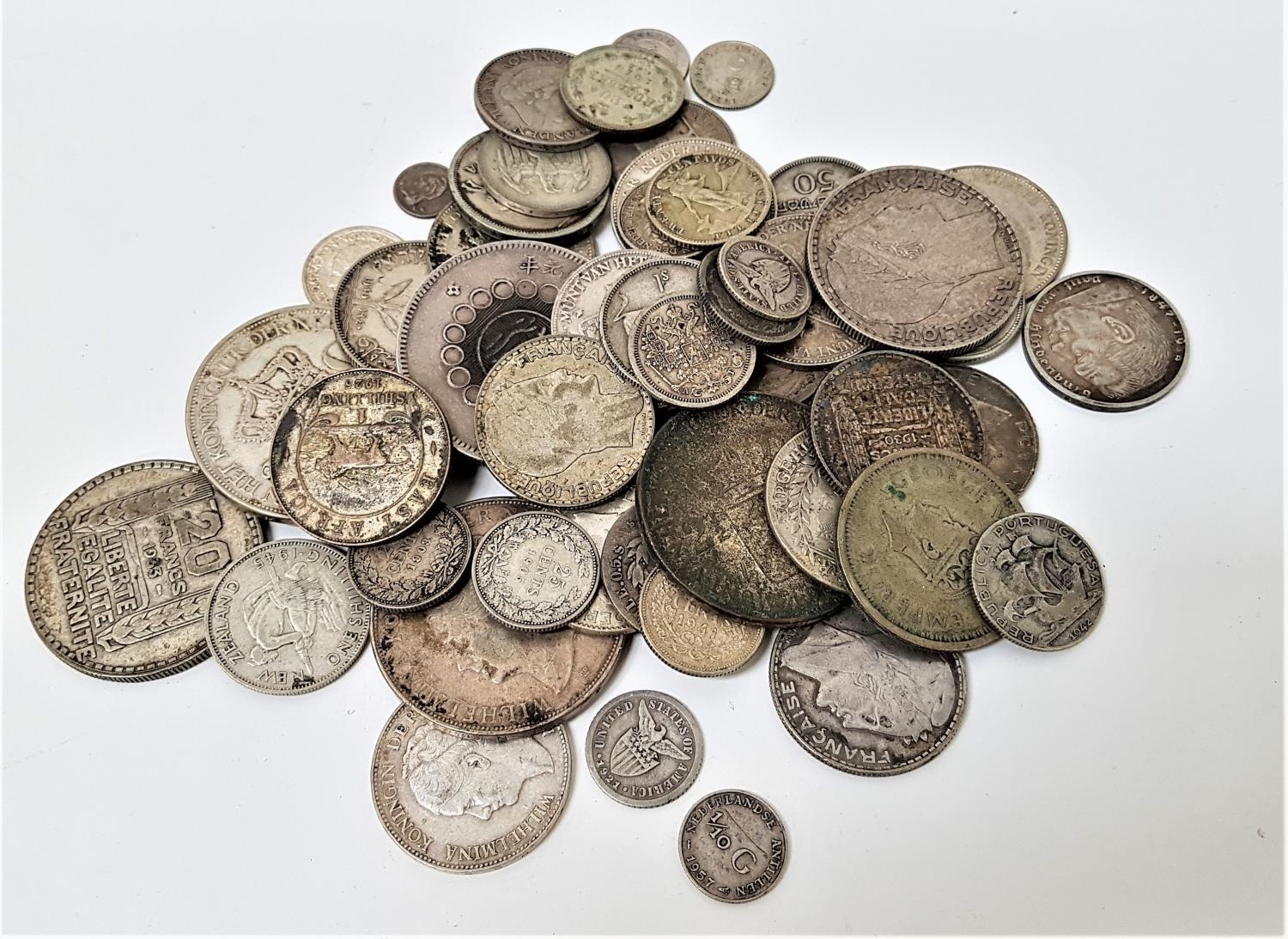 SELECTION OF SILVER WORLD COINS silver content ranging from 500-720 