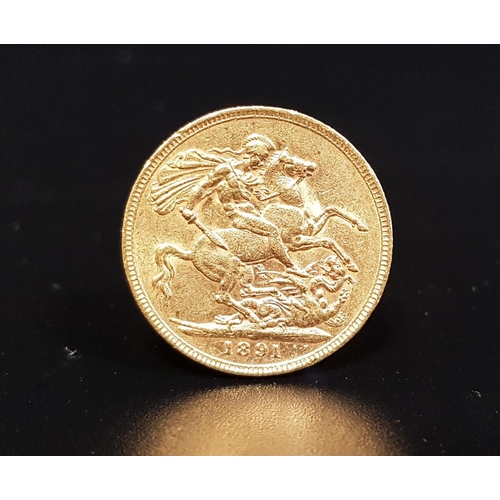 354 - VICTORIAN GOLD FULL SOVEREIGN
dated 1891