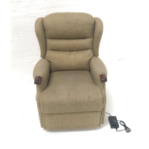 447 - SHERBORNE RECLINING ELECTRIC ARMCHAIR
with foot rest, covered in herringbone fabric