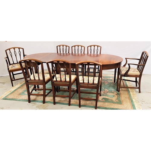 454 - LATE 19th CENTURY MAHOGANY DINING TABLE WITH ASSOCIATED CHAIRS
the table comprising two D ends and a... 