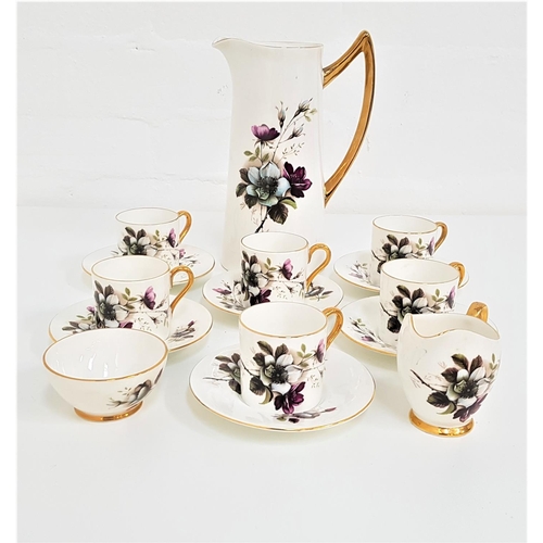 173 - AYNSLEY COFFEE SERVICE
decorated with a white ground with flowers and gilt highlights, comprising co... 