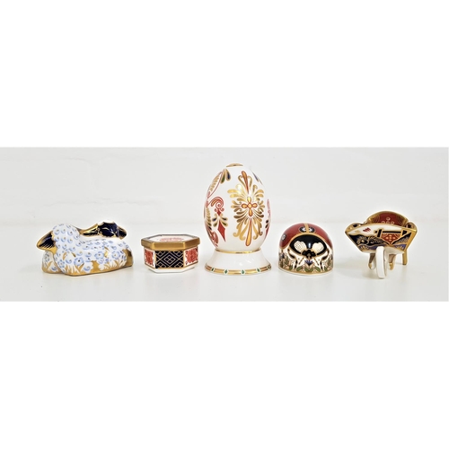 188 - ROYAL CROWN DERBY PAPERWEIGHTS AND OTHER ITEMS
both paperweights with buttons, comprising Ladybird, ... 