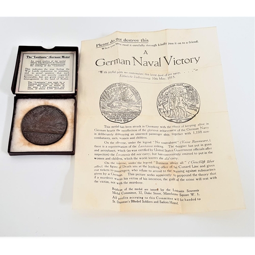 346 - THE LUSITANIA GERMAN MEDAL
boxed with accompanying propoganda leaflet