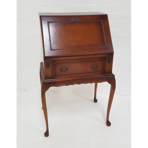 444 - SMALL LADIES BUREAU
with a panelled fall flap with an inset leather and a fitted interior above a si... 