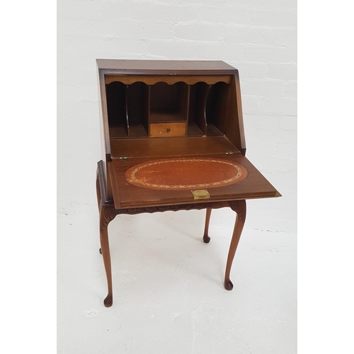 444 - SMALL LADIES BUREAU
with a panelled fall flap with an inset leather and a fitted interior above a si... 
