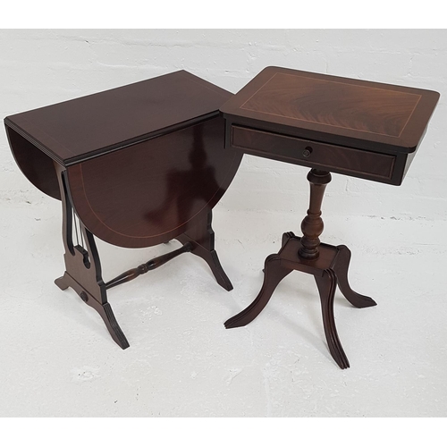 448 - MAHOGANY AND CROSSBANDED OCCASIONAL TABLE
with a moulded top and a frieze drawer, on a turned column... 