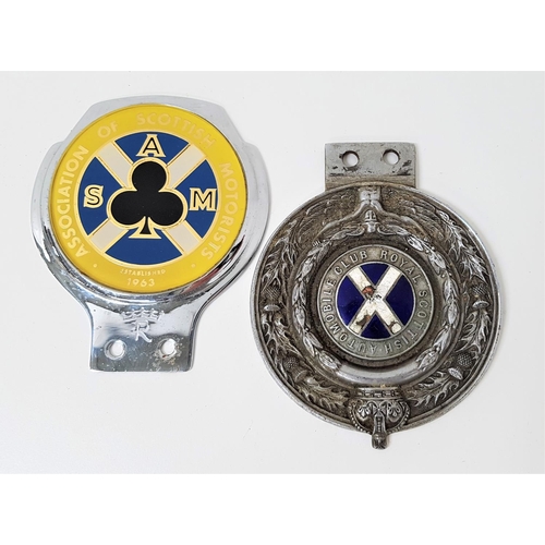 244 - ROYAL SCOTTISH AUTOMOBILE CLUB CAR BADGE
with central enamel Saltire and numbered AA2160, together w... 