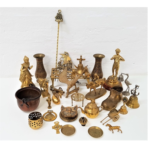 269 - LARGE SELECTION OF DECORATIVE BRASSWARE
including a pair of vases, table bells, figurines, eagle, ho... 