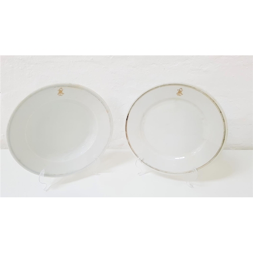 328 - TWO GERMAN NAZI DINNER PLATES
in white with a gilt border and monogrammed LAH, SS Panzer Division Le... 