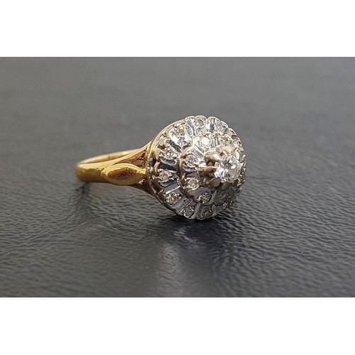 42 - DIAMOND CLUSTER RING
the multi diamonds in stepped setting totaling approximately 0.3cts, on eightee... 