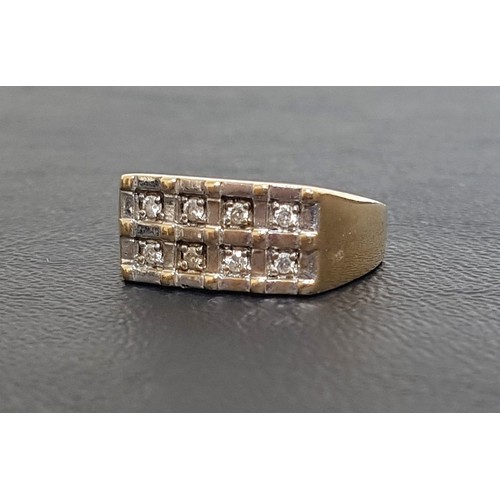 44 - DIAMOND SET NINE CARAT GOLD SIGNET RING
the eight diamonds totaling approximately 0.24cts, ring size... 