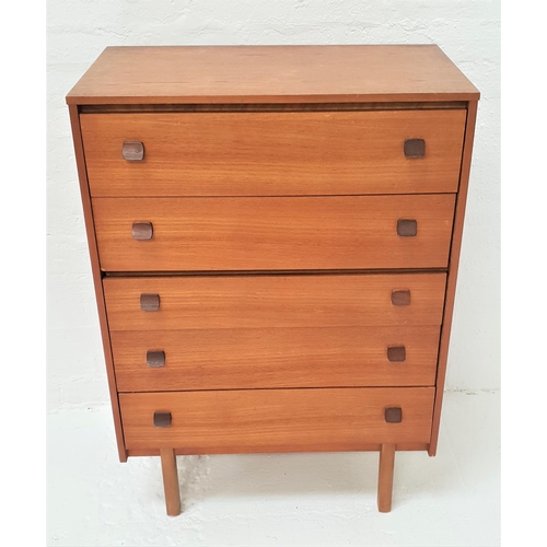 414 - SYMBOL TEAK CHEST
with six long drawers, standing on shaped supports, 108cm high