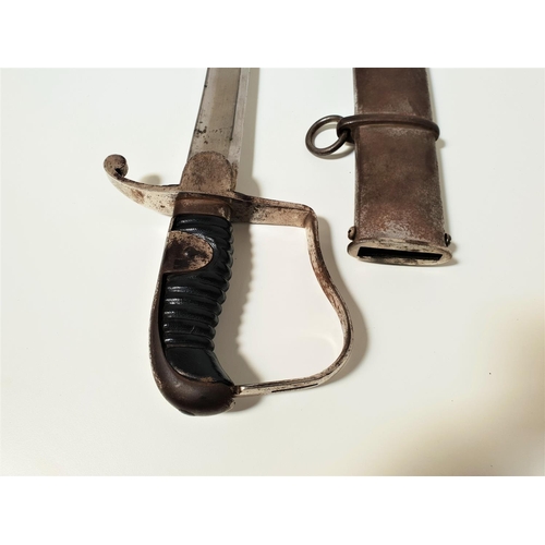 333 - CAVALRY OFFICERS SWORD
with an 83cm curved fullered blade, the leather grip lacking the wire binding... 