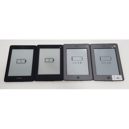 29 - TWO KINDLE TOUCH 5's AND TWO KINDLE PAPERWHITE'S
serial numbers: B011 1407 1467 3B5A, B011 1407 1455... 